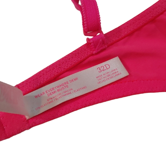 VICTORIA'S SECRET PINK Demi Bra 32D Lighty Lined Hot Pink - Picture 5 of 6